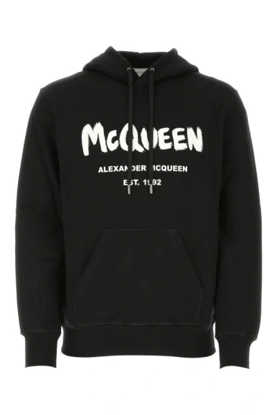 Alexander Mcqueen Man Black Stretch Cotton Sweatshirt