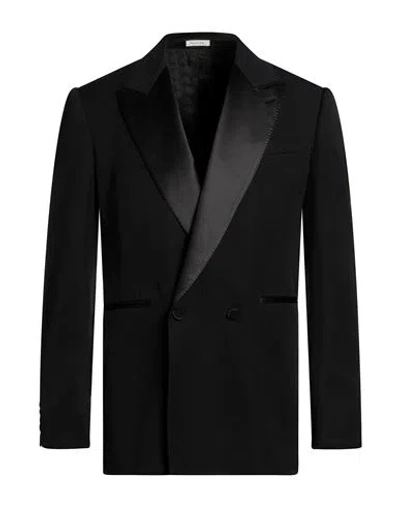 Alexander Mcqueen Man Blazer Black Size 40 Wool, Silk