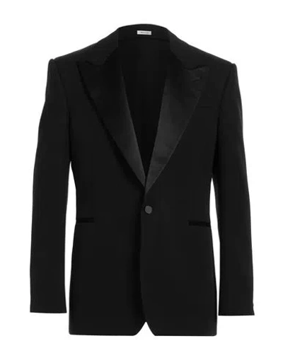 Alexander Mcqueen Single-breasted Wool Grain-de-poudre Suit Jacket In Black