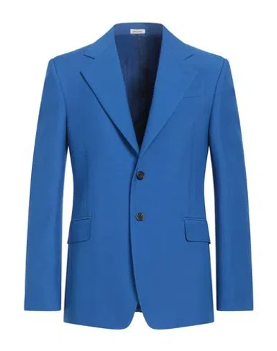 Alexander Mcqueen Man Blazer Blue Size 40 Wool, Mohair Wool