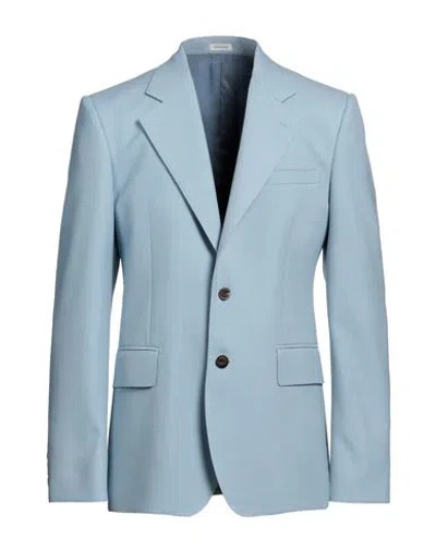 Alexander Mcqueen Man Blazer Light Blue Size 40 Polyester, Wool