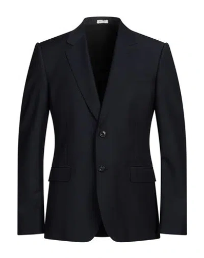 Alexander Mcqueen Man Blazer Midnight Blue Size 38 Wool, Mohair Wool In Blue