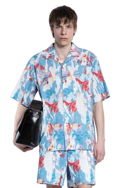 Alexander Mcqueen Man Blue Shirts