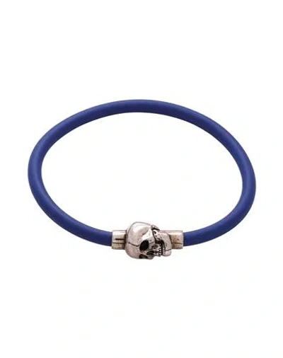Alexander Mcqueen Man Bracelet Blue Size S Rubber, Metal