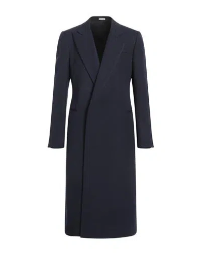 Alexander Mcqueen Man Coat Midnight Blue Size 42 Wool
