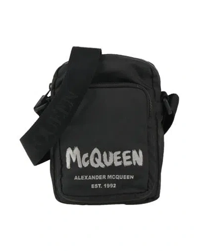 Alexander Mcqueen Man Cross-body Bag Black Size - Textile Fibers In Blue