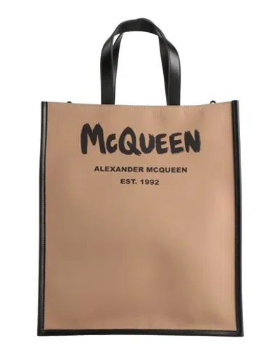 Alexander Mcqueen Man Handbag Beige Size - Textile Fibers, Soft Leather