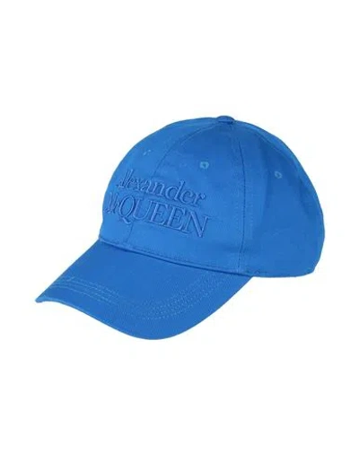 Alexander Mcqueen Man Hat Blue Size 7 ¼ Cotton, Polyester In Blue