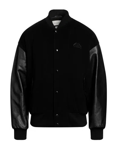 Alexander Mcqueen Leather-trimmed Bomber Jacket In Black