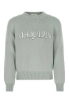 ALEXANDER MCQUEEN ALEXANDER MCQUEEN MAN PASTEL GREEN COTTON SWEATER