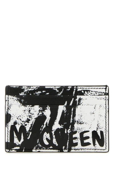 Alexander Mcqueen Man Printed Leather Card Holder In Multicolor