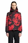 Alexander Mcqueen Wax Flower-print Hooded Jacket In Red