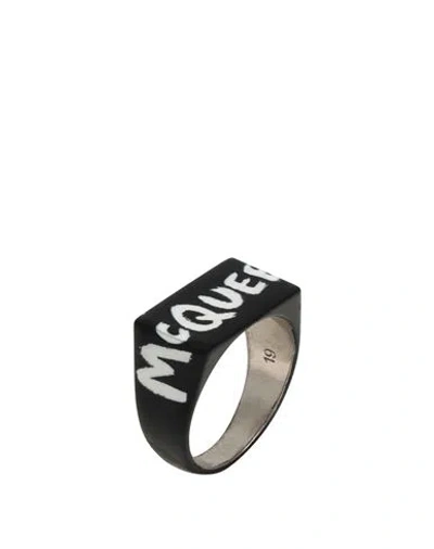 Alexander Mcqueen Man Ring Black Size 9.5 Metal