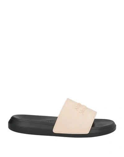 Alexander Mcqueen Man Sandals Beige Size 9 Textile Fibers In Beige