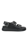 Alexander Mcqueen Black Slide Sandals With Embossed Logo In Leather Man In Black