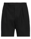 Alexander Mcqueen Men Black Wool Blend Bermuda Shorts In Black