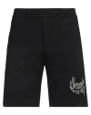 Alexander Mcqueen Alexander Mc Queen Black Bermuda Shorts With Distorted Logo In Black