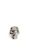 Alexander Mcqueen Skull Studded Brass Mono Earring In Silver