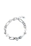 Alexander Mcqueen Skull And Pearl Bracelet In Silver