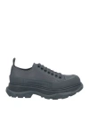 Alexander Mcqueen Man Sneakers Lead Size 6 Calfskin In Grey