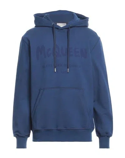 Alexander Mcqueen Man Sweatshirt Blue Size M Cotton, Elastane