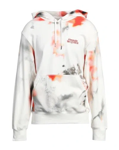 Alexander Mcqueen Floral All Over Print Cotton Hoodie In Red