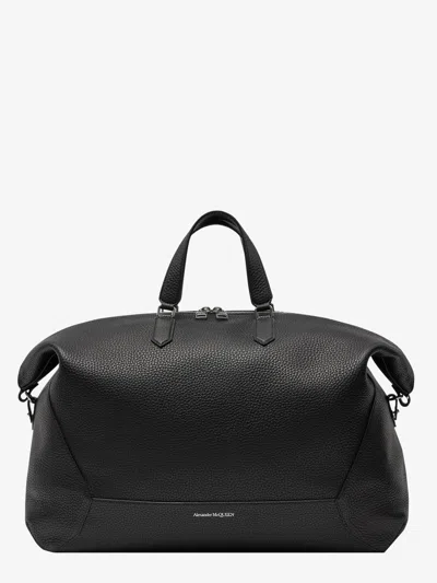 Alexander Mcqueen The Edge Leather Travel Bag In Black