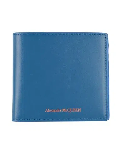 Alexander Mcqueen Man Wallet Blue Size - Leather