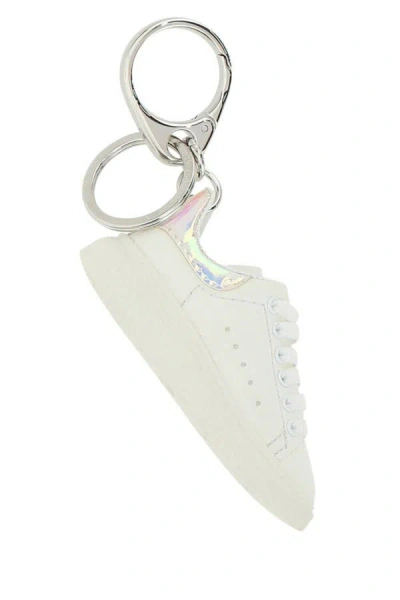 Alexander Mcqueen Man White Leather Sneaker Key Ring