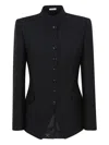Alexander Mcqueen Mandarin-collar Button-front Fitted Jacket In Black
