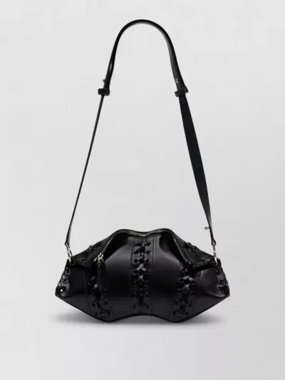 Alexander Mcqueen Manta Clutch Exotic Leather Shoulder Strap In Black