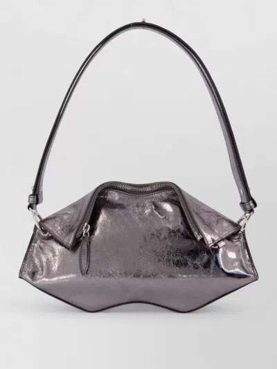 Alexander Mcqueen Manta Clutch Leather Shoulder Bag Metallic In Purple