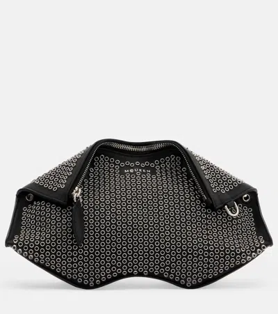 Alexander Mcqueen Manta Embellished Leather Tote Bag In Black
