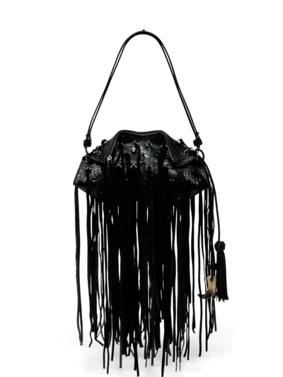 Alexander Mcqueen Manta Fringed Clutch Bag In Black
