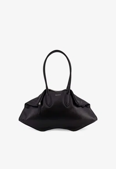 Alexander Mcqueen Manta Leather Shoulder Bag In Black