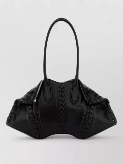Alexander Mcqueen Manta Leather Shoulder Bag Structured Design In Black