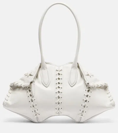 Alexander Mcqueen Manta Tie-detailed Leather Shoulder Bag In White