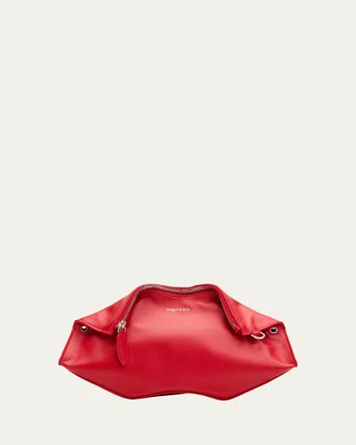 Alexander Mcqueen Manta Sculptural Smooth Leather Clutch Bag In Red