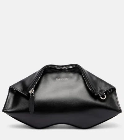 Alexander Mcqueen Manta Small Leather Clutch In Black