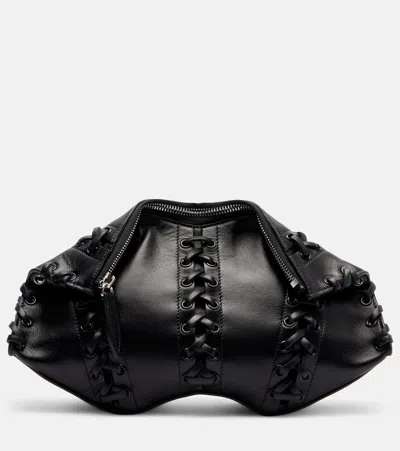Alexander Mcqueen Manta Small Leather Shoulder Bag In Black