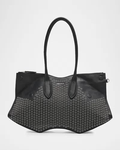 Alexander Mcqueen Manta Studded Sculptural Nappa Leather Shoulder Bag In Black