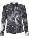 Alexander Mcqueen Smashed Screen Print Button Down Silk Blouse In Black