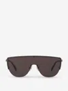 Alexander Mcqueen Skull-stud Shield-frame Sunglasses In Silver