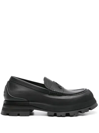 Alexander Mcqueen Matte Black Leather Slip-ons