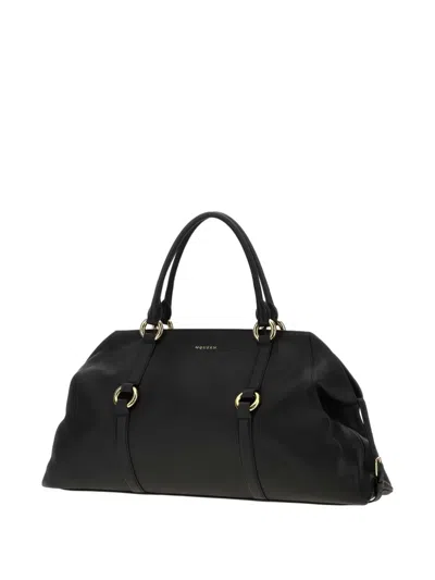 Alexander Mcqueen Black Leather Farringdon Maxi Handbag In Purple
