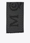 Alexander Mcqueen Maxi Logo Skull Print Wool Scarf In Gray