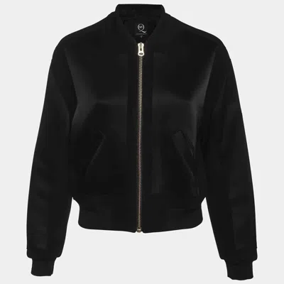 Pre-owned Alexander Mcqueen Mcq  Black Satin And Crepe Bomber Jacket S