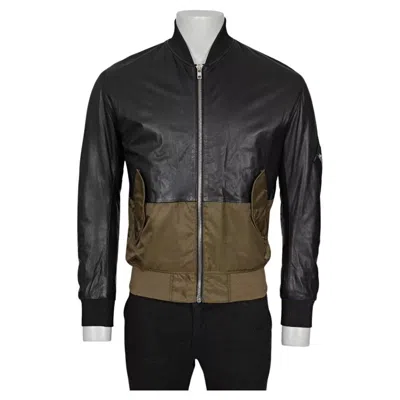 Pre-owned Alexander Mcqueen Mcq Faux Leather & Textile Jacket Sz.44/xs In Black