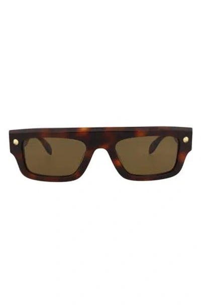 Alexander Mcqueen Mcqueen 52mm Rectangular Sunglasses In Brown