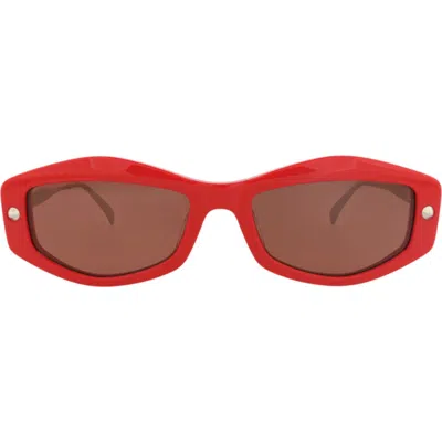 Alexander Mcqueen Mcqueen 52mm Rectangular Sunglasses In Red Silver Brown